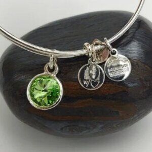 Alex and Ani August BirthStone Green Crystal Bracelet Bangle VGC  439